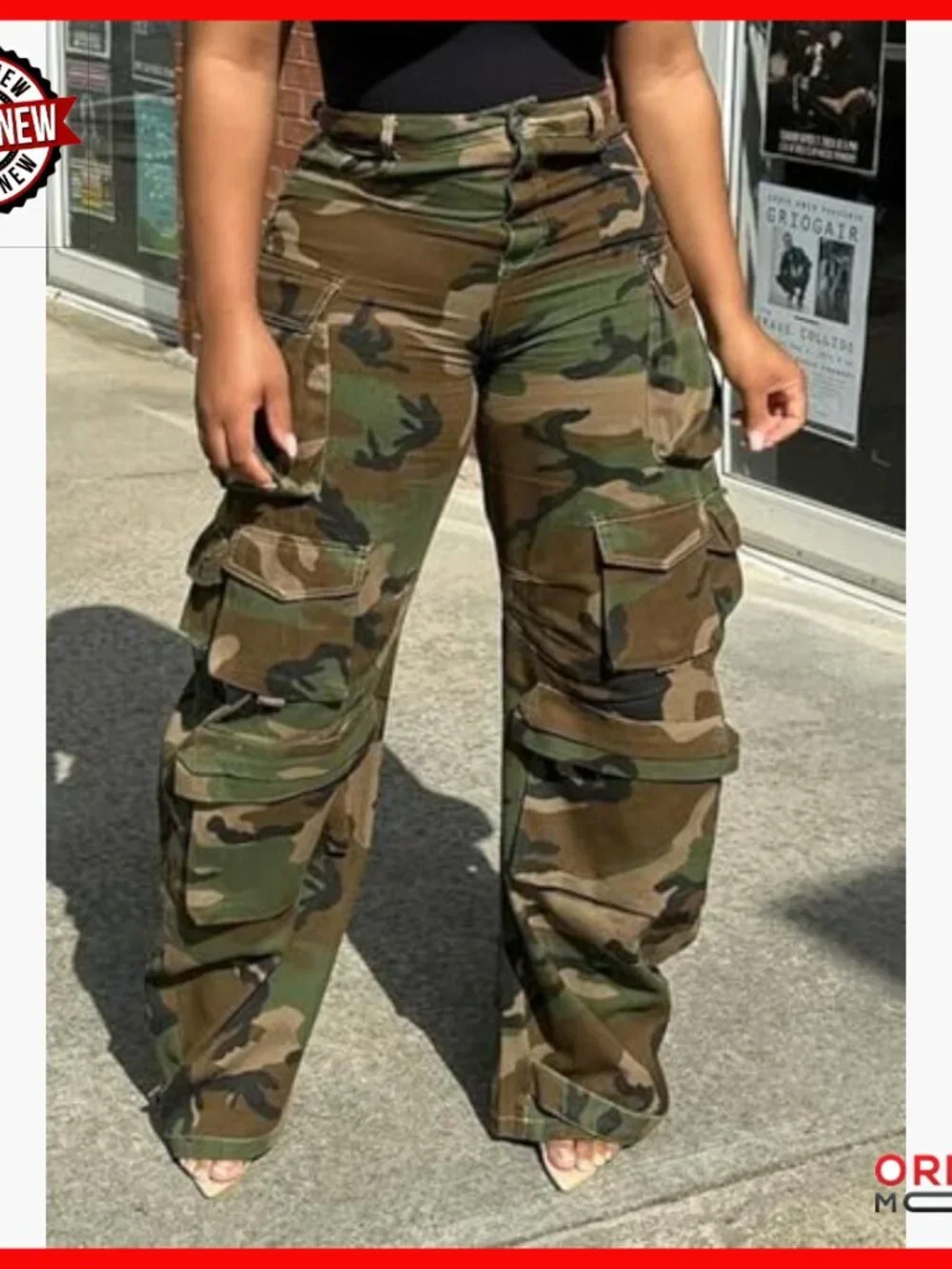 High Waisted Wide Leg Cargo Pants with Pockets Streetwear Casual